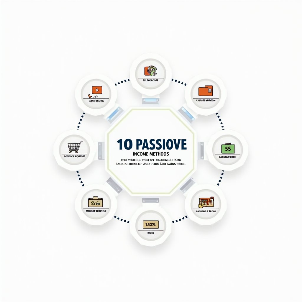 10 farklı pasif gelir modelini ve başarı oranlarını gösteren interaktif infografik. Gelir potansiyeli ve zorluk seviyelerini içeren kapsamlı görsel rehber.